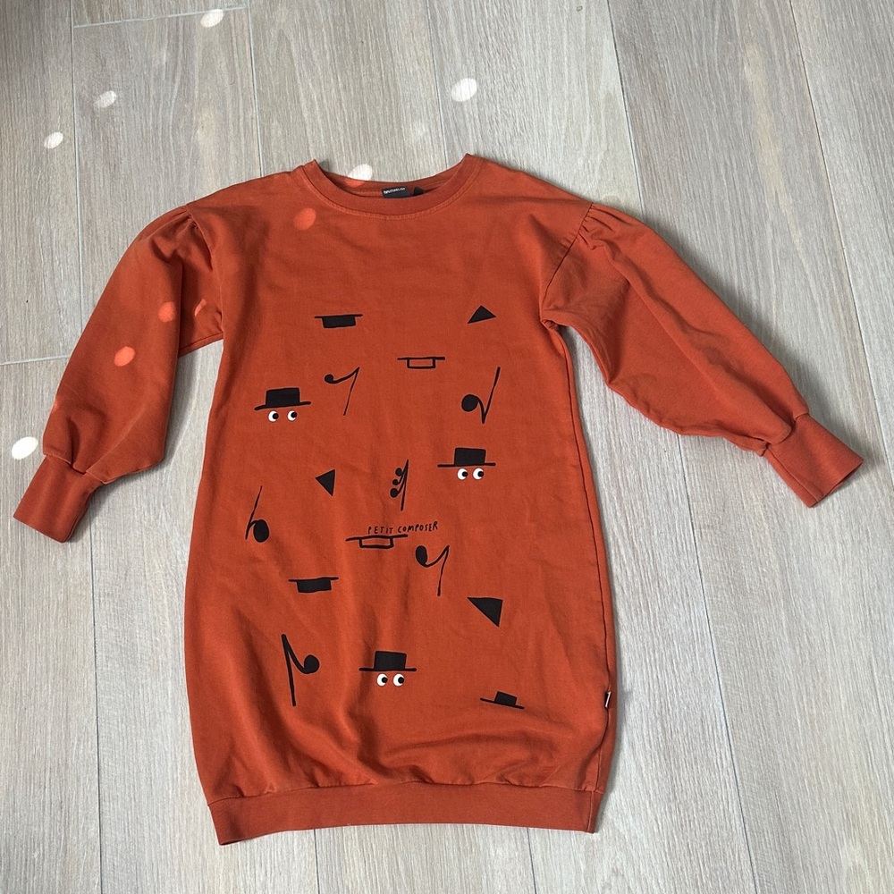 Kids Rust Orange Graphic Dress